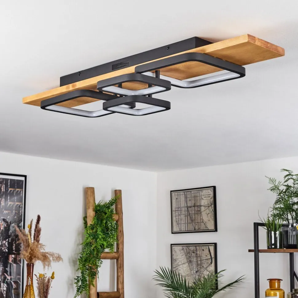 Plafonnier Pompu Led Ecru, Noir, 1 Lumiere