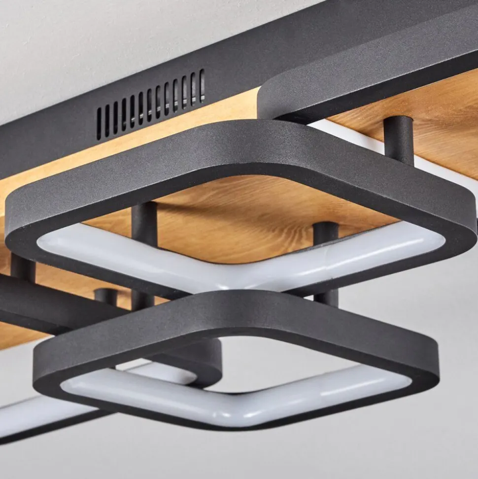 Plafonnier Pompu Led Ecru, Noir, 1 Lumiere