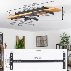 Plafonnier Pompu Led Ecru, Noir, 1 Lumiere