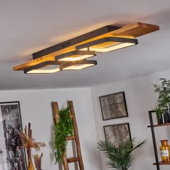 Plafonnier Pompu Led Ecru, Noir, 1 Lumiere