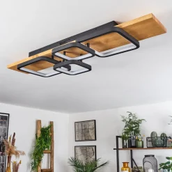 Plafonnier Pompu Led Ecru, Noir, 1 Lumiere