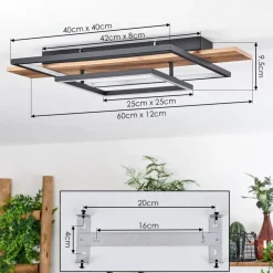 Plafonnier Pompu Led Ecru, Noir, 1 Lumiere