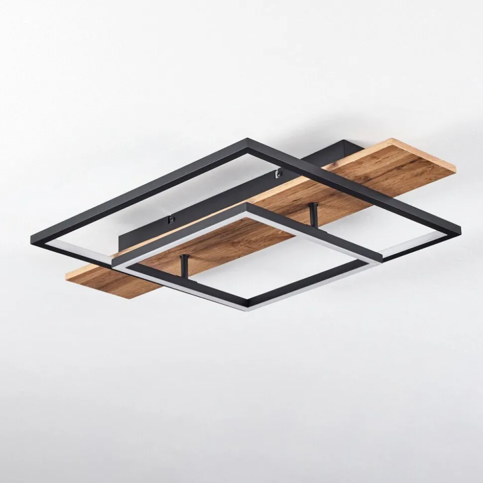 Plafonnier Pompu Led Ecru, Noir, 1 Lumiere