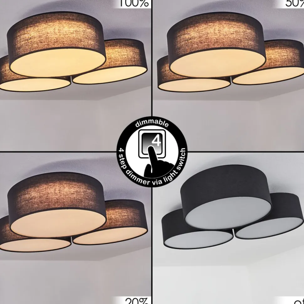 Plafonnier Purus Led Noir, 1 Lumiere