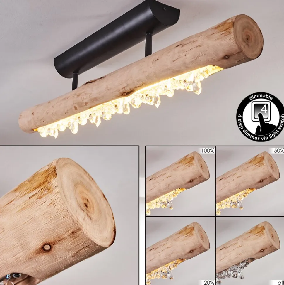 Plafonnier Rodeche Led Bois Clair, Noir, 1 Lumiere