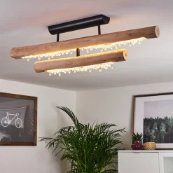 Plafonnier Rodeche Led Bois Clair, Noir, 1 Lumiere