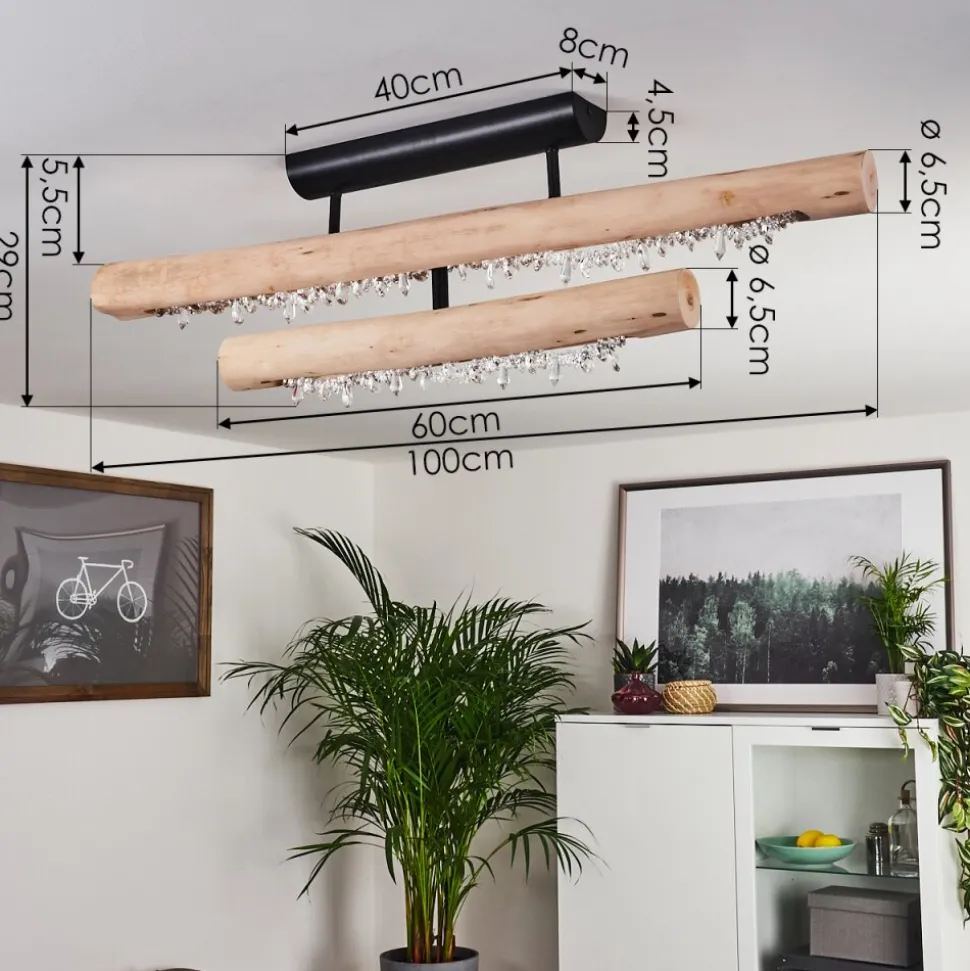 Plafonnier Rodeche Led Bois Clair, Noir, 1 Lumiere