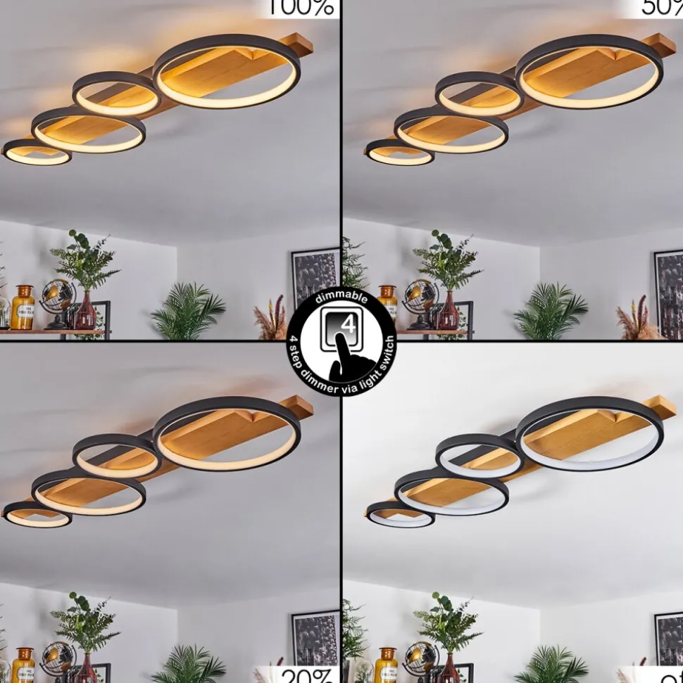 Plafonnier Rodekro Led Ecru, Noir, 1 Lumiere
