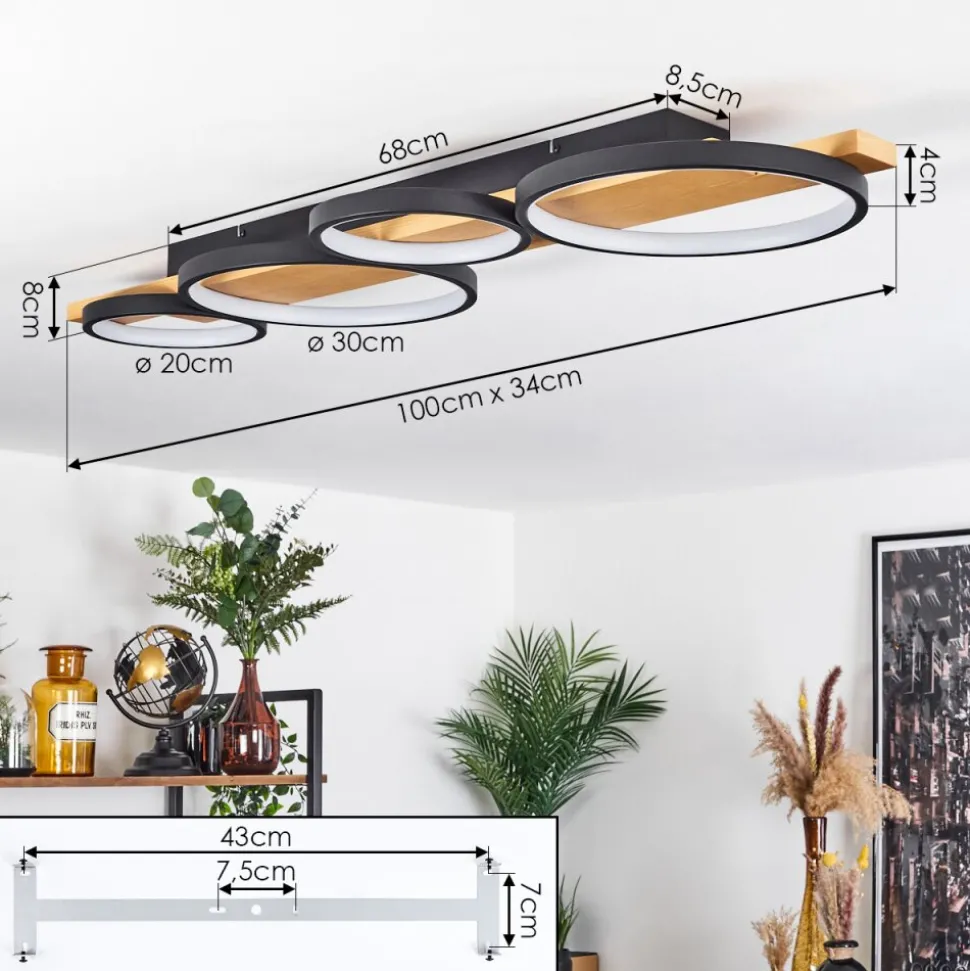 Plafonnier Rodekro Led Ecru, Noir, 1 Lumiere