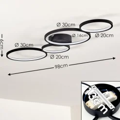 Plafonnier Rodekro Led Noir, 1 Lumiere