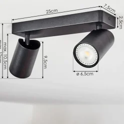Plafonnier Rubeltein Noir, 2 Lumieres