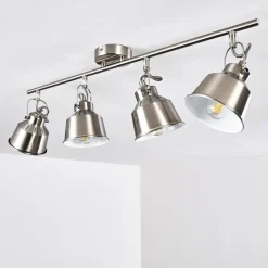 Plafonnier Safari Chrome Brosse, 4 Lumieres