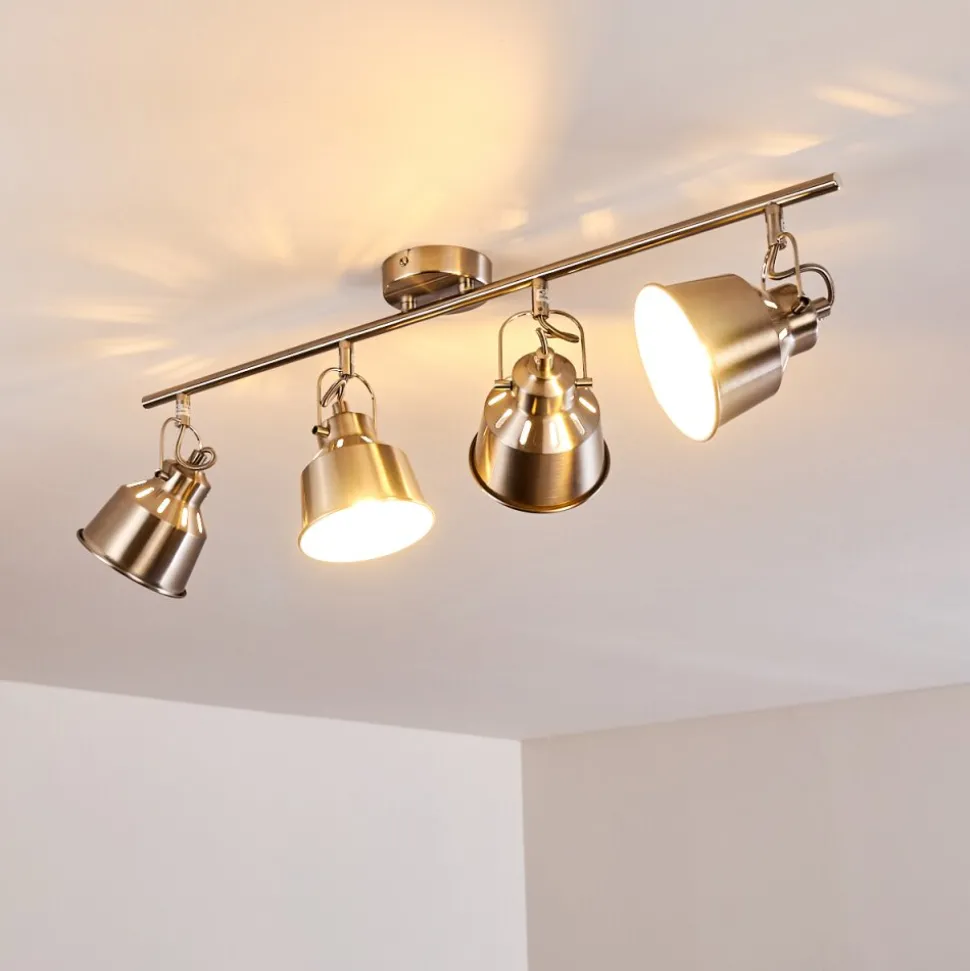 Plafonnier Safari Chrome Brosse, 4 Lumieres