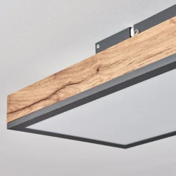 Plafonnier Salmi Led Brun, Couleur Bois, Noir, 1 Lumiere, Telecommandes