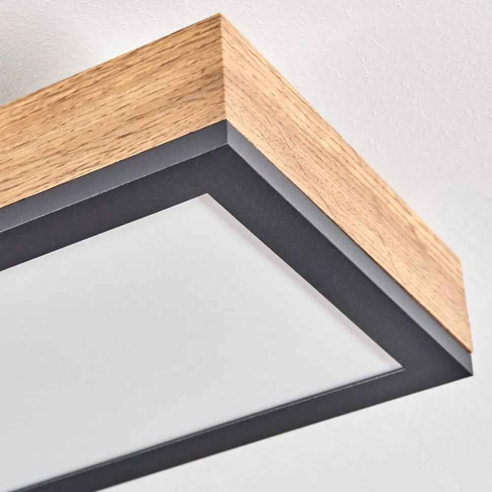 Plafonnier Salmi Led Couleur Bois, Noir, Blanc, 1 Lumiere