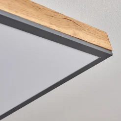 Plafonnier Salmi Led Couleur Bois, Noir, Blanc, 1 Lumiere, Telecommandes