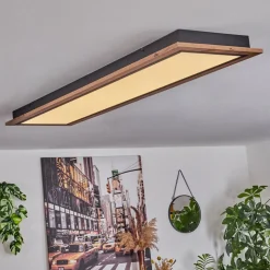 Plafonnier Salmi Led Couleur Bois, 1 Lumiere, Telecommandes