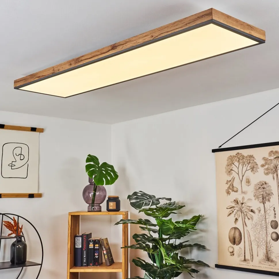 Plafonnier Salmi Led Couleur Bois, Noir, Blanc, 1 Lumiere