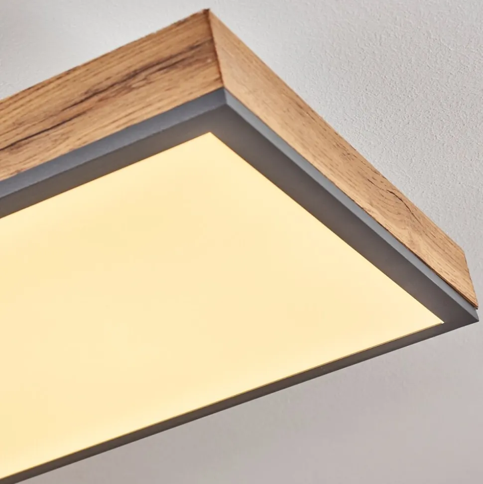 Plafonnier Salmi Led Couleur Bois, Noir, Blanc, 1 Lumiere