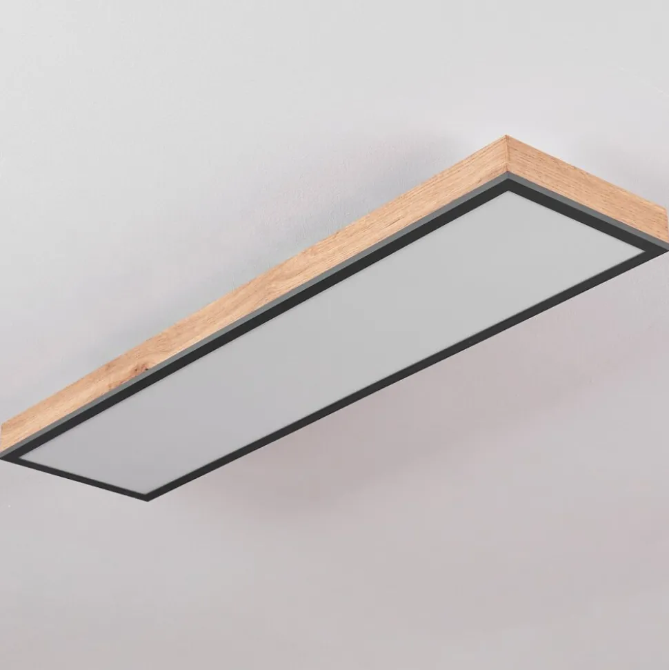 Plafonnier Salmi Led Couleur Bois, Noir, Blanc, 1 Lumiere