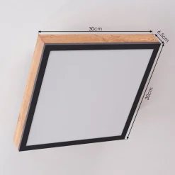 Plafonnier Salmi Led Couleur Bois, Noir, Blanc, 1 Lumiere