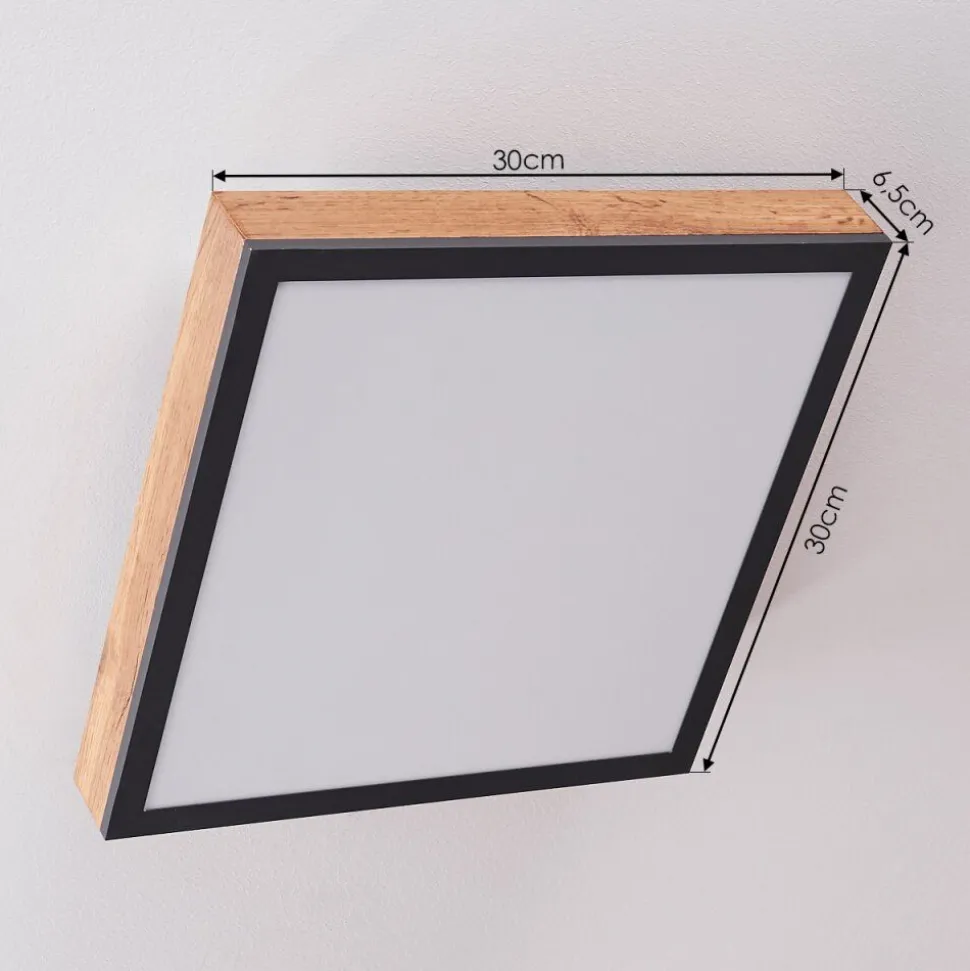 Plafonnier Salmi Led Couleur Bois, Noir, Blanc, 1 Lumiere