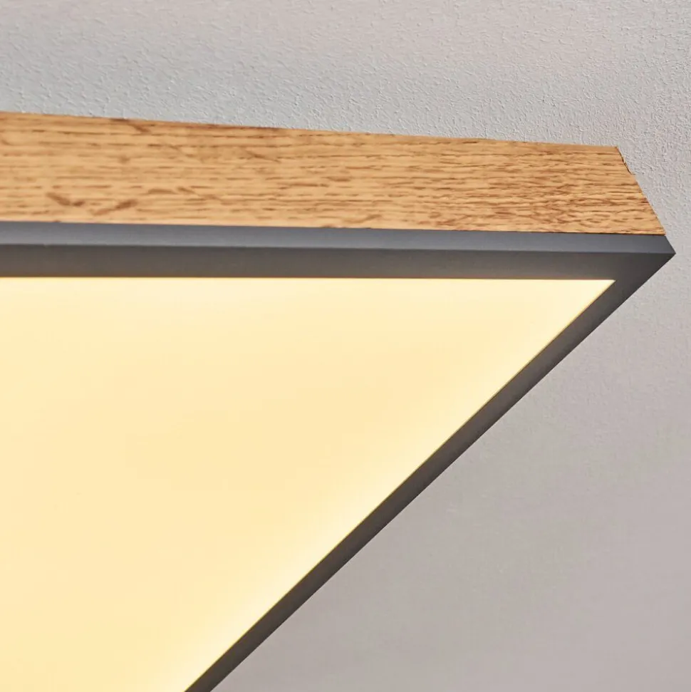 Plafonnier Salmi Led Couleur Bois, Noir, Blanc, 1 Lumiere