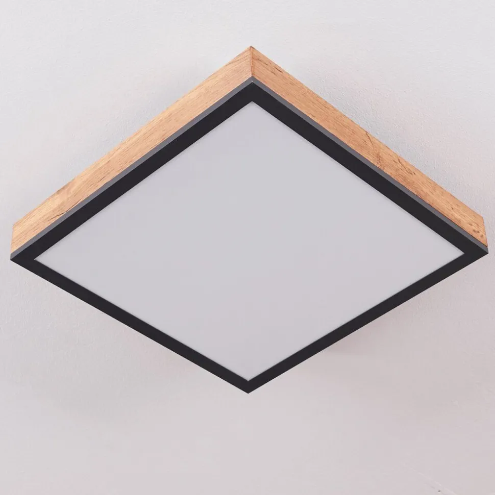 Plafonnier Salmi Led Couleur Bois, Noir, Blanc, 1 Lumiere
