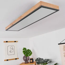 Plafonnier Salmi Led Couleur Bois, Noir, Blanc, 1 Lumiere