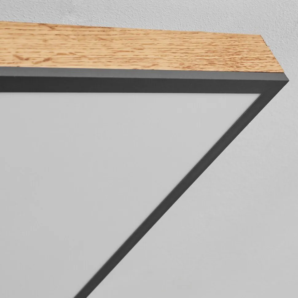 Plafonnier Salmi Led Couleur Bois, Noir, Blanc, 1 Lumiere