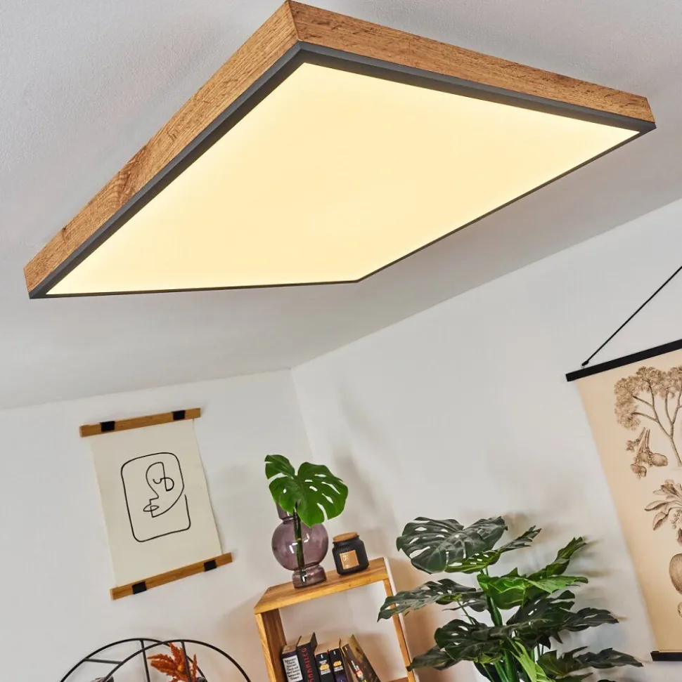Plafonnier Salmi Led Couleur Bois, Noir, Blanc, 1 Lumiere