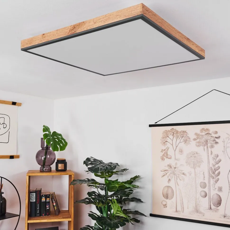 Plafonnier Salmi Led Couleur Bois, Noir, Blanc, 1 Lumiere
