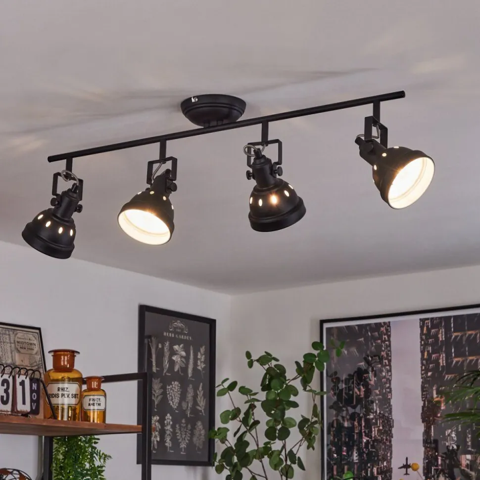 Plafonnier Tita Chrome, Noir, 4 Lumieres