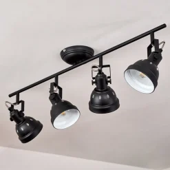 Plafonnier Tita Chrome, Noir, 4 Lumieres