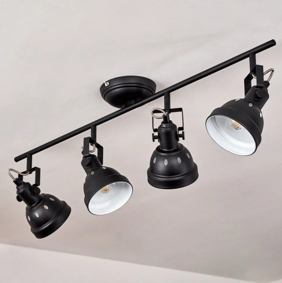 Plafonnier Tita Chrome, Noir, 4 Lumieres