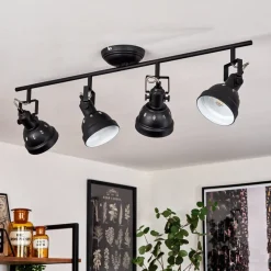 Plafonnier Tita Chrome, Noir, 4 Lumieres