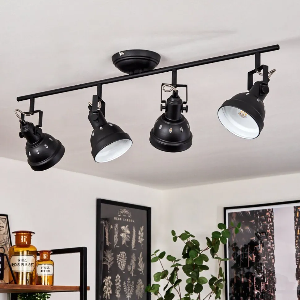 Plafonnier Tita Chrome, Noir, 4 Lumieres