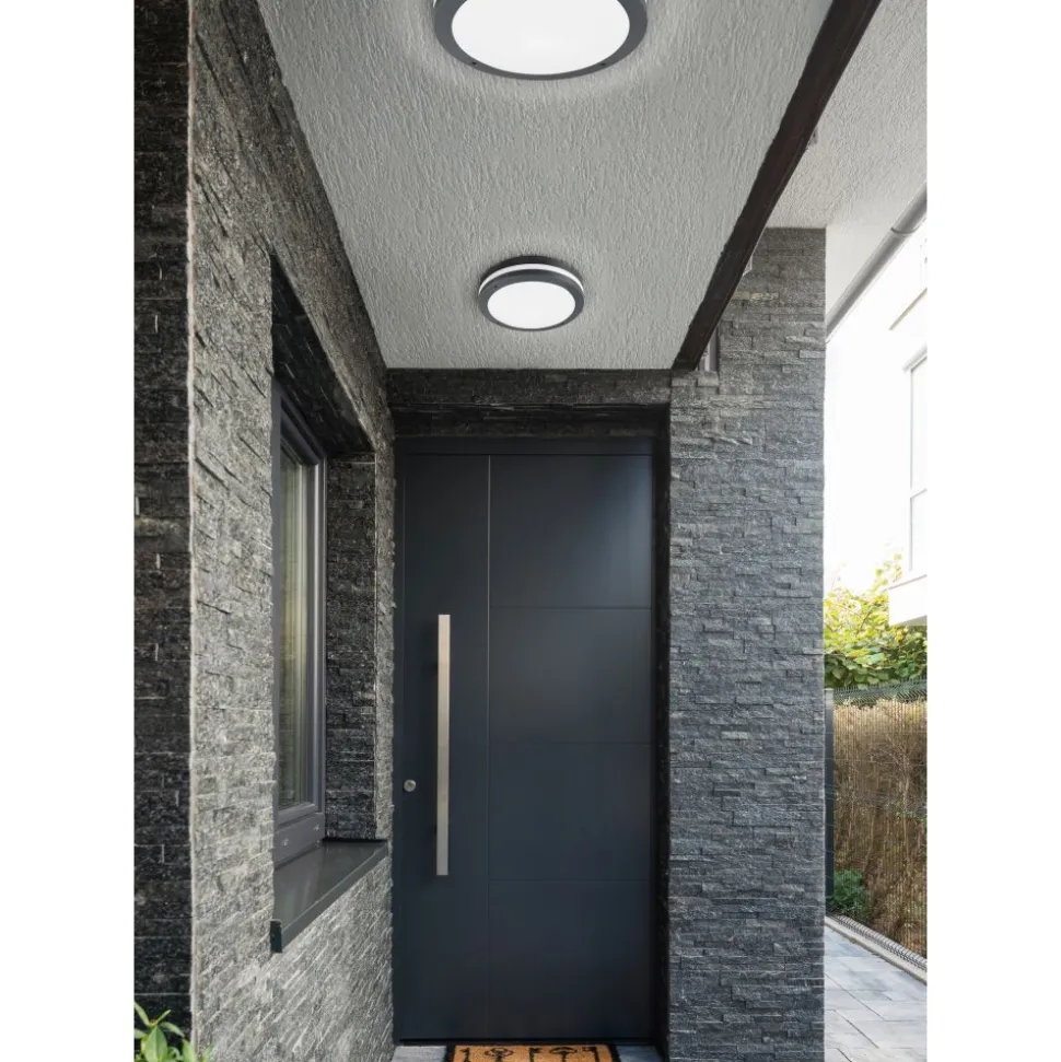 Plafonnier Trio Piave Led Anthracite, 1 Lumiere, Detecteur De Mouvement
