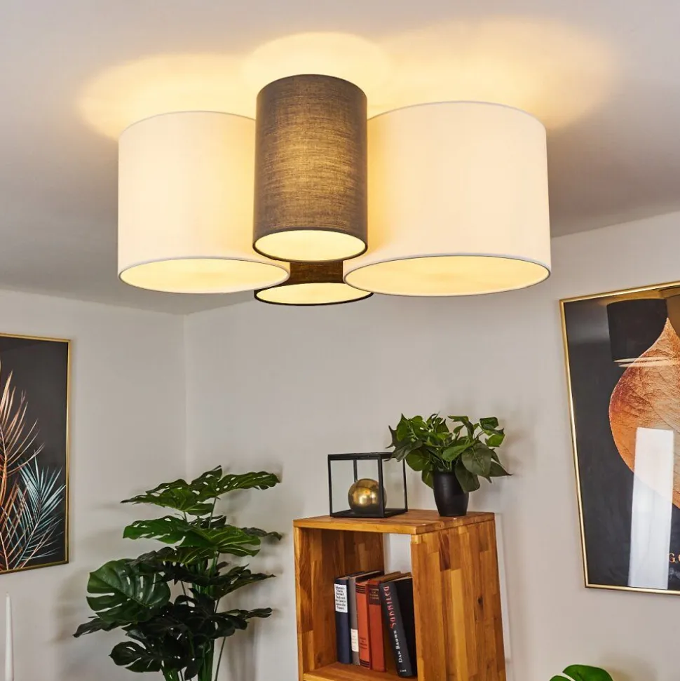 Plafonnier Trisett Gris, Noir, Blanc, 4 Lumieres