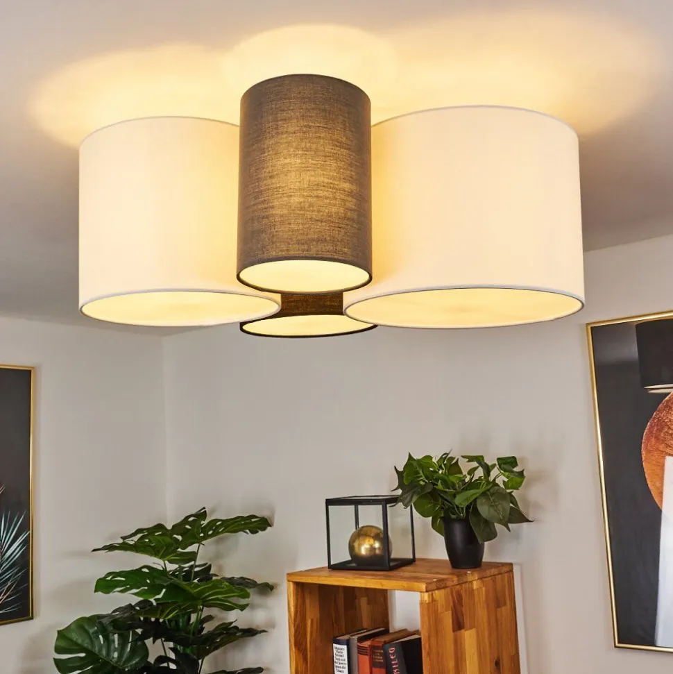 Plafonnier Trisett Gris, Noir, Blanc, 4 Lumieres