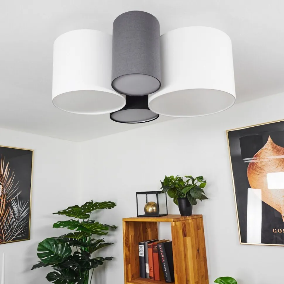 Plafonnier Trisett Gris, Noir, Blanc, 4 Lumieres