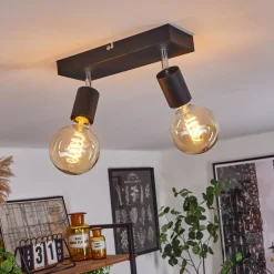 Plafonnier Tulla Chrome, Noir, 2 Lumieres