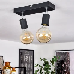 Plafonnier Tulla Chrome, Noir, 2 Lumieres