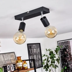 Plafonnier Tulla Chrome, Noir, 2 Lumieres