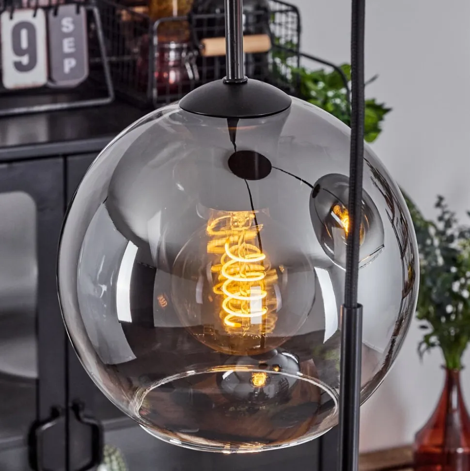 Plafonnier Verre 20 Cm Koyoto Clair, Fume, 3 Lumieres