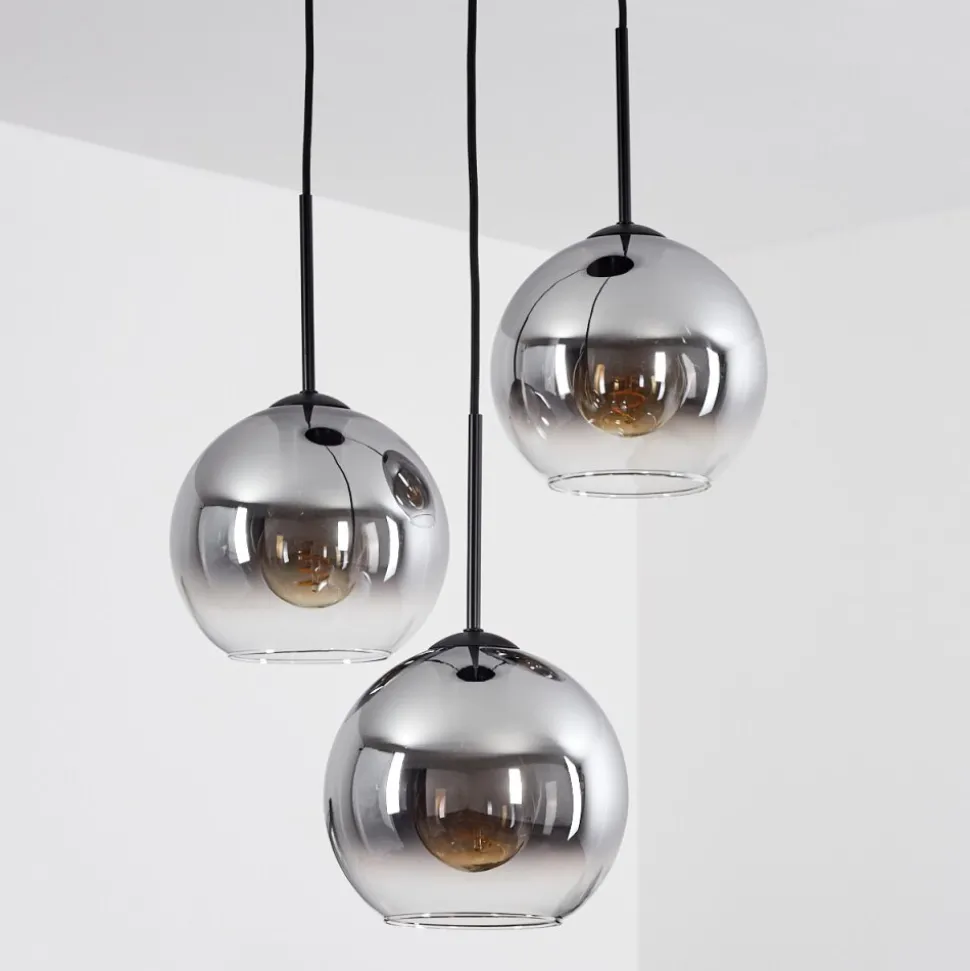Plafonnier Verre 20 Cm Koyoto Clair, Fume, 3 Lumieres