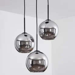 Plafonnier Verre 20 Cm Koyoto Chrome, Fume, 3 Lumieres