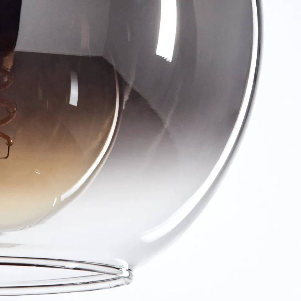 Plafonnier Verre 20 Cm Koyoto Chrome, Clair, Fume, 3 Lumieres
