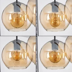 Plafonnier Verre 20 Cm Koyoto Ambre, 3 Lumieres