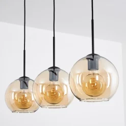 Plafonnier Verre 20 Cm Koyoto Ambre, 3 Lumieres